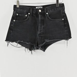 Agolde Parker Shorts Womens Size 24 Black Distressed Button Fly Cutoff Denim